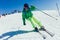 Professional skier athlete skiing of ski resort.Winter vacation and sport concept