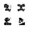 Professional skills development black glyph icons set on white space