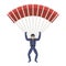 Professional skydiver icon, flat style