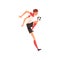 Professional Soccer Player Kicking Ball, Football Player Character in Uniform Vector Illustration