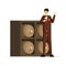 Professional sommelier flat vector illustration. Elegant man in tuxedo, taster holding wineglass cartoon character. Wine
