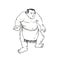 Professional Sumo Wrestler or Rikishi in Fighting Stance Ukiyo-E or Ukiyo Black and White Style