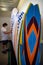 Professional surf shaper working in his studio