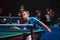 Professional table tennis player young boy. Junior. Championship tournament.