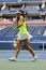 Professional tennis player Caroline Garcia of France in action during US Open 2016 women doubles final match