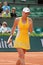 Professional tennis player Caroline Wozniacki of Denmark during her third round match at Roland Garros