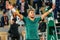 Professional tennis player Casper Ruud of Norway celebrates victory after his semifinal match against Marin Cilic of Croatia