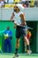 Professional tennis player  Dustin Brown of Germany in action during singles first round match of the Rio 2016 Olympic Games