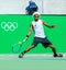 Professional tennis player  Dustin Brown of Germany in action during singles first round match of the Rio 2016 Olympic Games