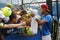 Professional tennis player Jo-Wilfried Tsonga signing autographs after practice for US Open 2014