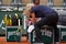 Professional tennis player Leylah Fernandez of Canada receives on-court attention for foot injury during her quater-final match