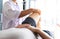 Professional therapists are stretching muscles, patients with abnormal muscular symptoms