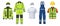 Professional uniform. Realistic work wear with helmet and reflective protective stripes. Isolated coveralls and