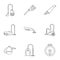 Professional vacuum cleaner icon set, outline style