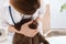 Professional veterinarian examining puppy`s teeth