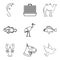 Professional veterinarian icons set, outline style