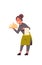 Professional waitress holding dish woman restaurant worker in uniform with tray and towel food serving concept flat full