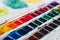 Professional watercolor aquarell paints in box wit