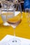 Professional wine tasting, sommelier course, cold rose dry wine in wine glass