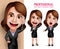 Professional Woman Character with Business Outfit Happy Smiling