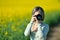 Professional woman photographer outdoor