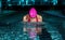 Professional woman in swimming pool. Breaststroke swimming style