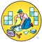 Professional worker laying tile, repair work