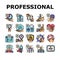 professional worker person job icons set vector