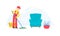 Professional Worker in Uniform Mopping the Floor, Cleaning Company Staff at Work Flat Vector Illustration