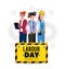 Professional workers with uniform to labour day