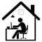 Professional working on computer at home. Working Icon vector