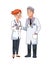 Professionals doctors couple avatars characters