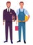 Professionals workers couple smiling cartoons