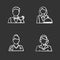 Professions chalk icons set