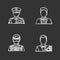 Professions chalk icons set