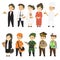 Professions Character in Different Uniform Cartoon Vector Set