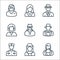 professions line icons. linear set. quality vector line set such as call agent, stewardess, bellboy, magician, spy, employee, spy