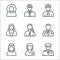 Professions line icons. linear set. quality vector line set such as captain, babysitter, nurse, doctor, journalist, nanny,