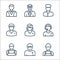 Professions line icons. linear set. quality vector line set such as laborer, nurse, plumber, teacher, postman, baker, professor