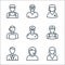 Professions line icons. linear set. quality vector line set such as nun, call agent, employee, delivery man, taxi driver,