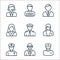 Professions line icons. linear set. quality vector line set such as nurse, teacher, police officer, nurse, pilot, model, lawyer,