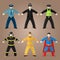 Professions set of policeman, fireman and superman