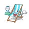 Professor beach chair character cartoon