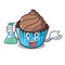 Professor chocolate cupcake character cartoon