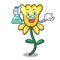 Professor daffodil flower character cartoon