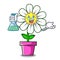 Professor daisy flower character cartoon