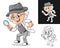 Professor Detective Criminal Investigations with Glasses and Hat Holding Magnifying Glass