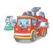 Professor fire truck character cartoon