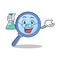 Professor magnifying glass character cartoon