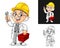 Professor Mechanic with Glasses and Hard Hat Holding Wrench and Toolbox